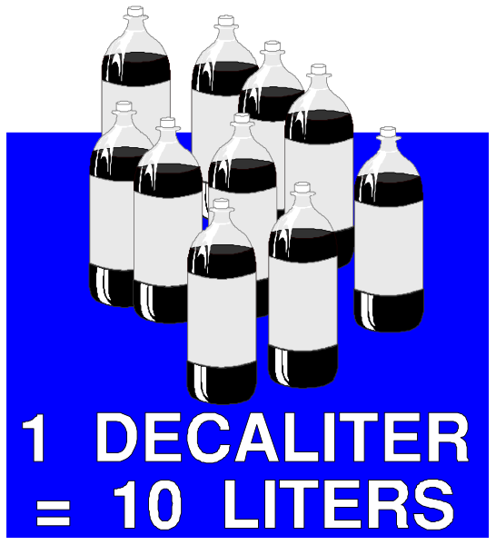 The image shows a collection of soda bottles with labels that read "10 LITERS" on them against a blue background.