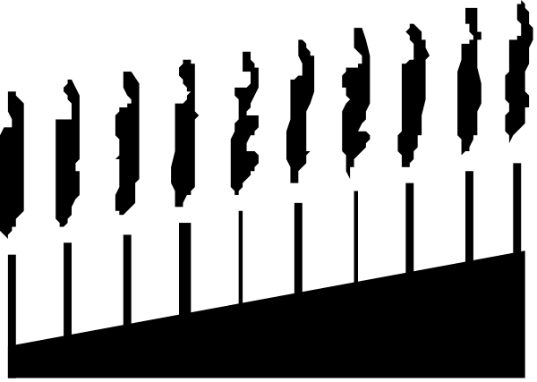 The image shows a black line with two white rectangles on either side of it against a gray background.