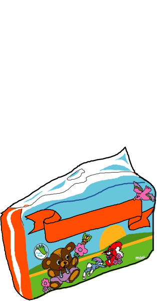 The image shows a colorful cartoon of an open book with various characters on its pages: there is a brown bear standing next to a blue bird; above them floats a white cloud holding two pink hearts, and below it lies a green field where three animals—a red dog, a yellow cat, and a purple rabbit—are sitting. The background features an orange sun setting behind the book's pages with clouds in shades of gray and black scattered across the sky above them.