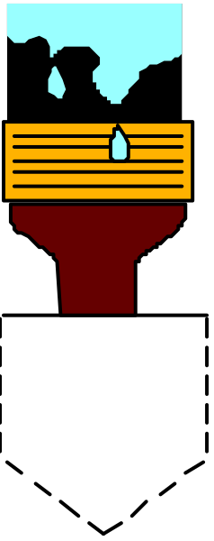 The image shows a pixelated representation of an open book with pages visible on its left side against a dark background; there is no text present in this small clip-art image.
