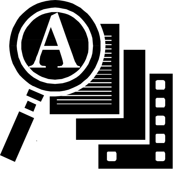 The black and white silhouette of a person standing next to an abstract object that resembles a building with multiple levels on top of each other in front of them.
