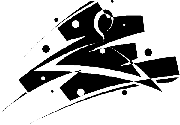 The black and white logo of a company that sells spacecraft models with stars around it on an unidentified background.