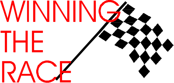 The image shows a text that reads "WINNING THE RACE" with an arrow pointing downward to emphasize it as important information in relation to what is below it.