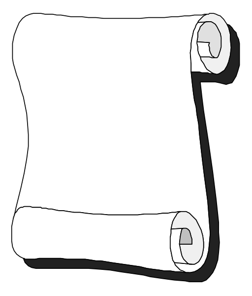 The black and white illustration shows a roll of toilet paper with two rolls visible on either side against a dark background.