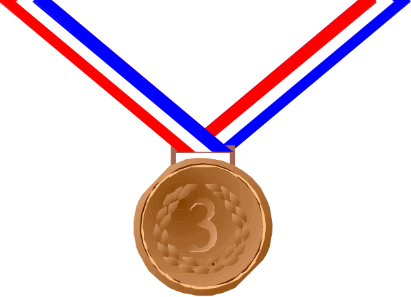 The image shows a medal with ribbons on it placed next to another similar medal that is slightly larger, both against a white background.
