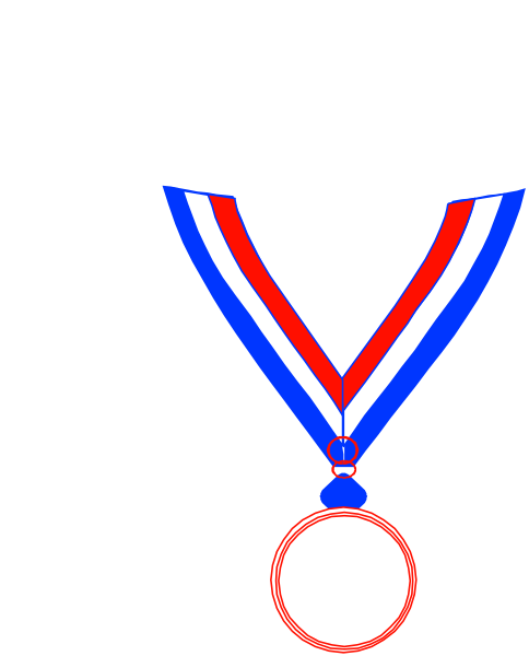 The image shows a medal with ribbons hanging from it against a black background.