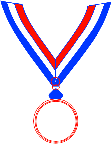 The image shows a medal with ribbons hanging from it against a dark background.