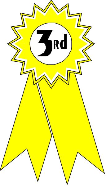The image shows a graphic of an award ribbon with text that reads "3rd" at the top left corner on a yellow background inside a black border.