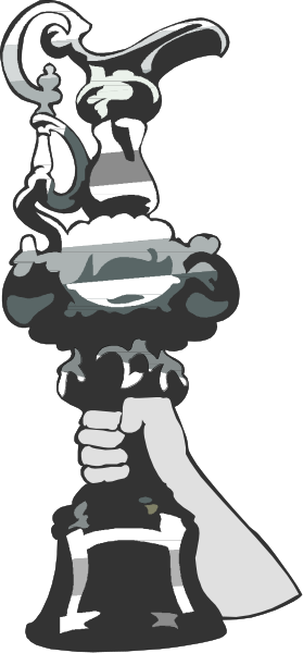 The black and white photo shows a chess piece with intricate detailing on it against an indistinct background that appears to be dark in color.