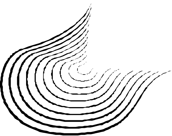 The image shows a black strip with two white stripes on either side of it against a gray background.
