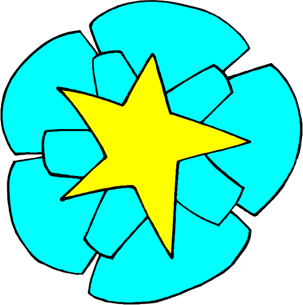 The first picture shows a blue star with an explosion effect around it on its right side; the second is similar but has no text in front of it.