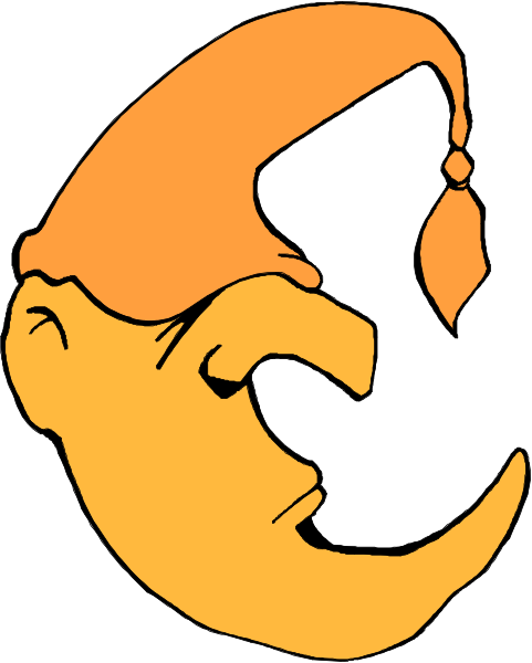 The image shows a cartoon of an orange cat with its head turned to look at something offscreen while standing on two legs in front of what appears to be a white wall.