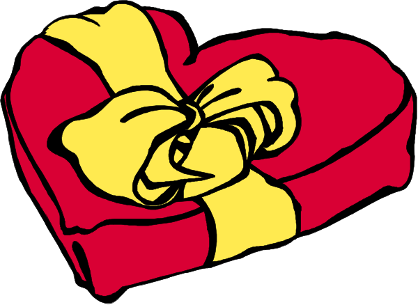 The image shows a red gift box with yellow ribbon tied around it on top of what appears to be an open book lying flat in front of two closed books stacked vertically behind them.