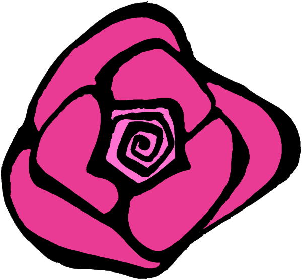 The image shows two pink roses with a black swirl design inside each flower petal against a white background.