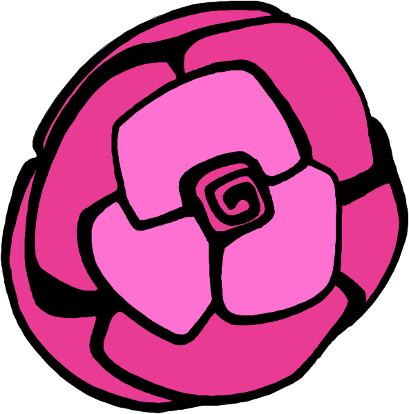 The image shows two pink flowers with a black center against white backgrounds placed side by side.