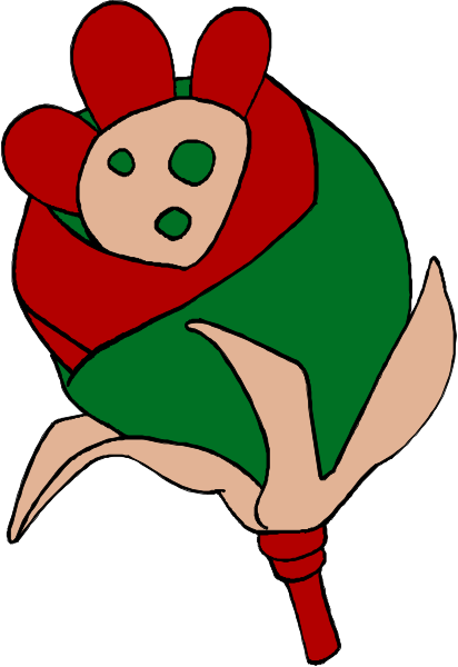 The image shows a cartoon of an ice cream cone with two scoops on top; it is colored red for cherry flavoring at one end and green for mint flavoring at the other.