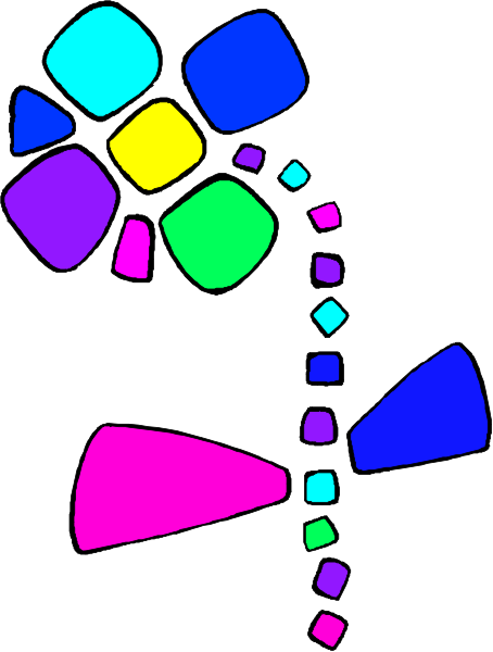 The image shows a colorful footprint with various shapes of polygons around it on what appears to be lined paper.