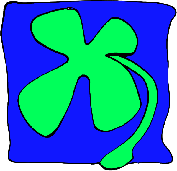 The image shows a blue background with two shamrocks on it; there is no text present within this clip-art piece.