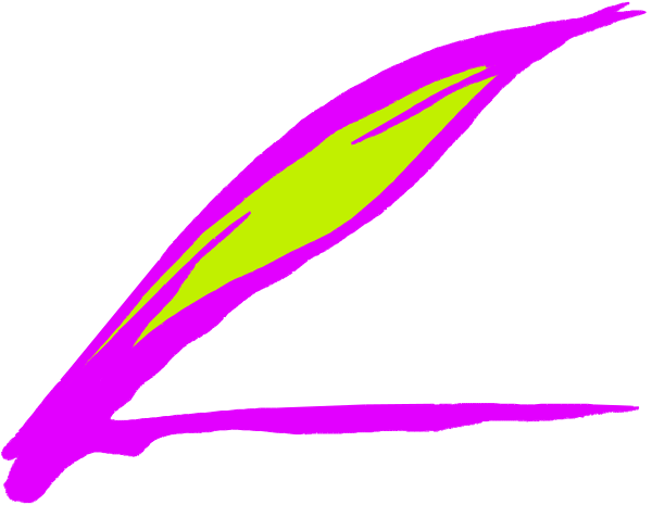 The image shows a purple abstract design with green highlights on it against a white background.