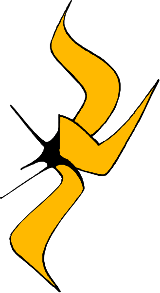 The image shows a stylized graphic of an abstract flame with yellow elements against a white background on the left side; there is no text present in this clip-art image.