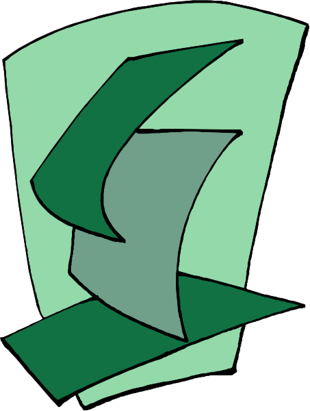 The image shows a stylized graphic of an abstract design resembling a letter 'S' with green shading on its right side against a light background.