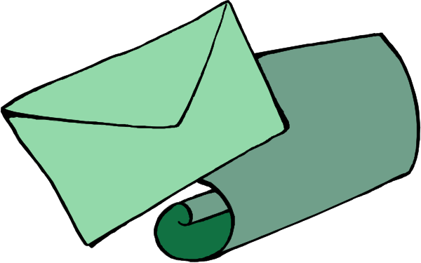 The image shows a green envelope with an email icon on it next to two stylized envelopes that appear as if in motion towards each other.