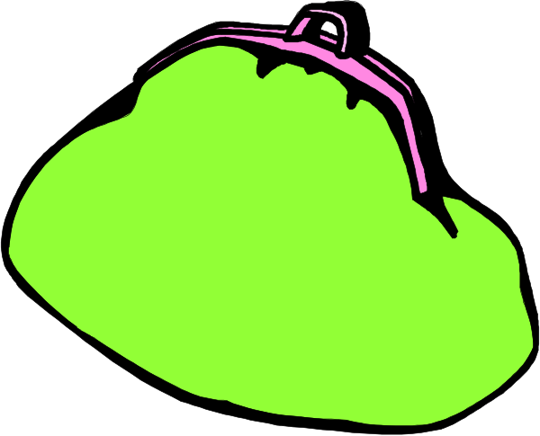 The image shows a green trash bag with pink handles on it against a white background.