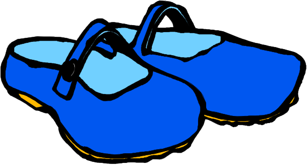 The image shows a pair of blue sandals with yellow soles placed next to each other on what appears to be a flat surface against a plain background.