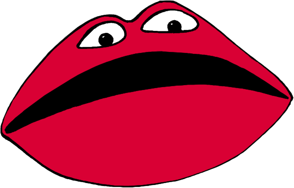 The image shows a red lipstick holder with two lips on it against a white background.
