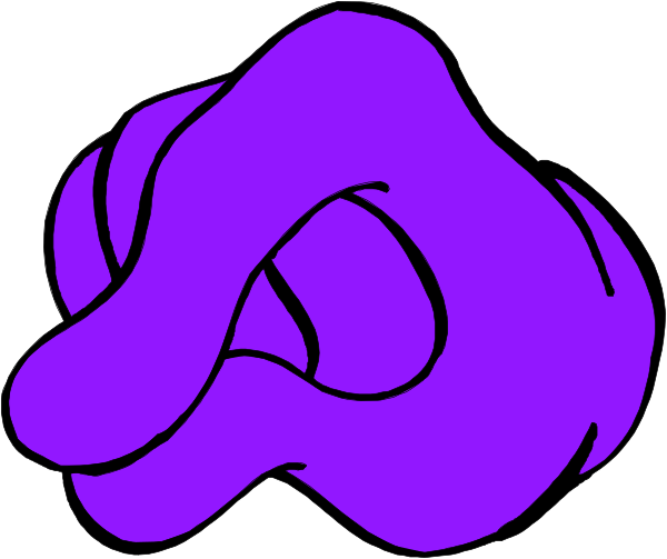 The image shows a purple blob with two eyes on it against a white background.