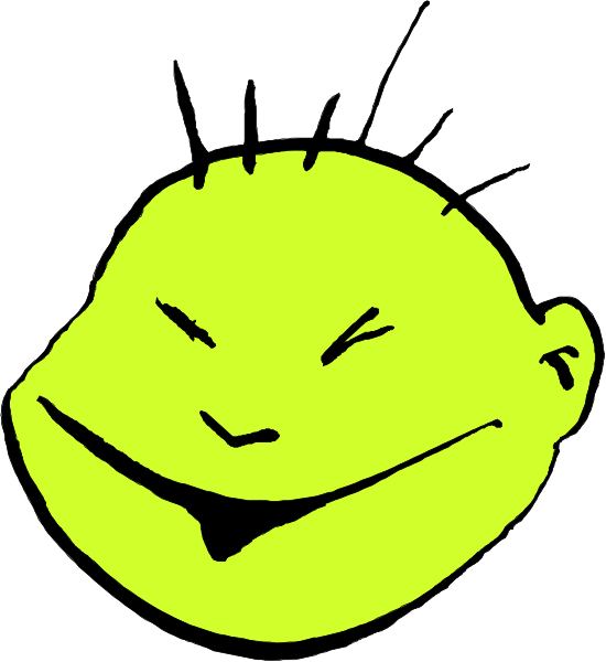 The image shows a cartoon of an exaggeratedly happy face with large eyes and teeth, set against a plain background without any other discernible elements present in this small clip-art format.