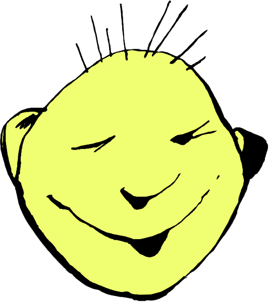 The image shows a cartoon of an animated face with exaggerated features such as large eyes and eyebrows, set against a plain background that transitions from white to gray at the bottom edge.