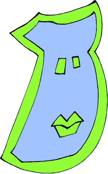 The image shows a handwritten drawing of an abstract letter 'B' with green highlights on it against a white background.