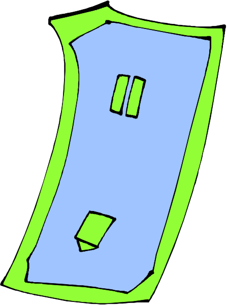 The image shows a simple line drawing of an open book with two pages facing each other against a white background.