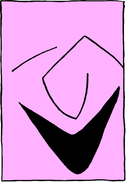 The image shows a pink diamond shape with an abstract design inside it on top of what appears to be a white surface.