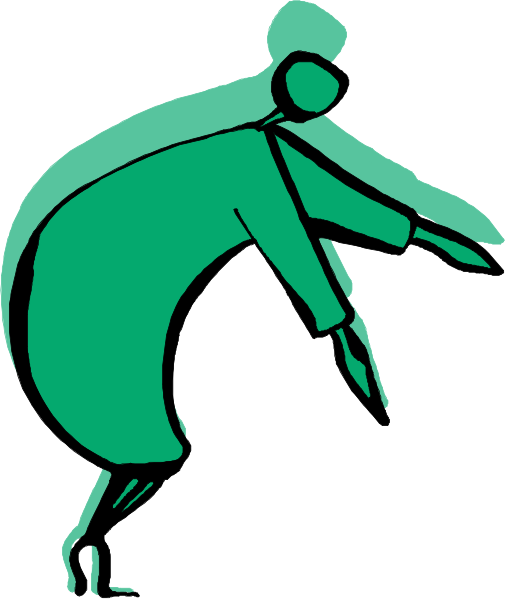 The image shows a stylized black silhouette of an adult figure with outstretched arms on what appears to be a white background; there is no text present in this clip-art illustration.