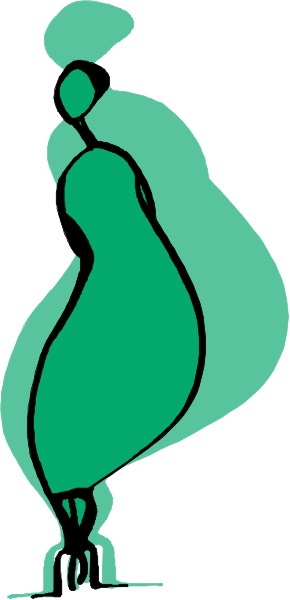 The image shows a black silhouette of an adult figure standing against two vertical stripes with different shades; there is no text present in this clip-art illustration.