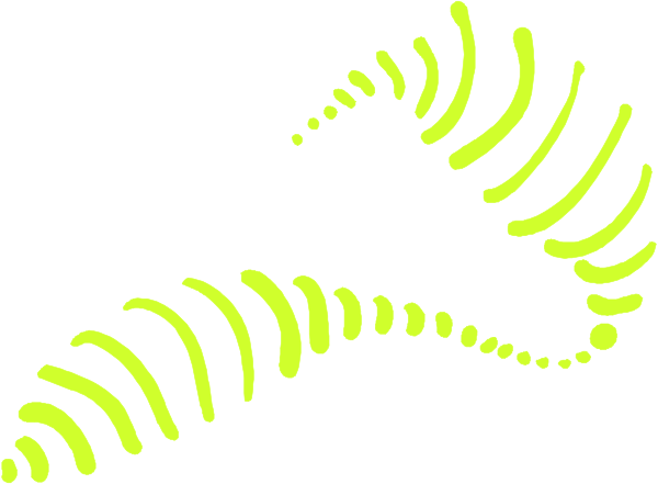 The image shows a white background with two green lines that resemble antennas on either side of an abstract design featuring yellow shapes in between them, which could be interpreted as sound waves; there is no text present within this small clip-art graphic.