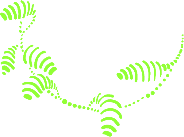 The image shows a green abstract design that resembles an animal with antennae on its head against a white background.