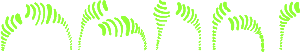 The image shows a row of green swirls on top of each other against a gray background.