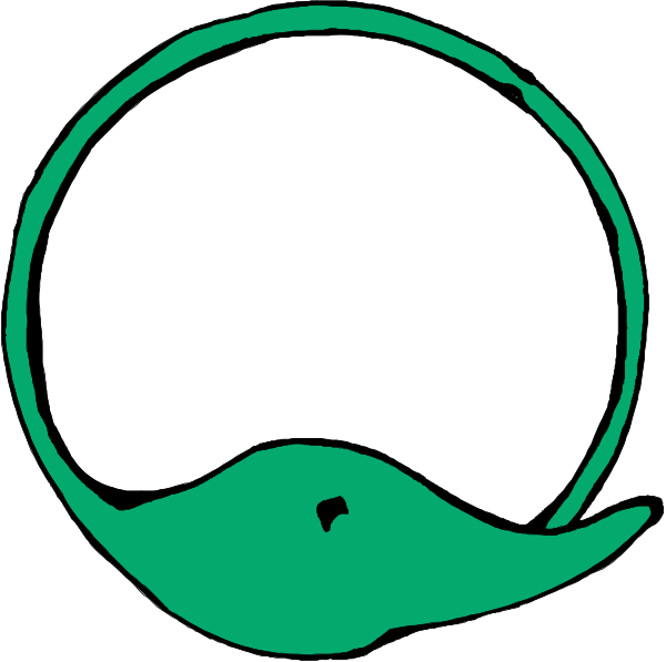 The image shows a simple line drawing of two green shapes resembling leaves with an empty space between them where another shape would fit in to complete it; there is no additional context provided about objects, people, animals, actions, and setting within this clip-art style illustration.