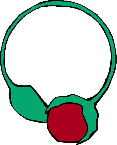The image shows a cartoon of an apple with leaves attached to it on top of what appears to be a green stem.