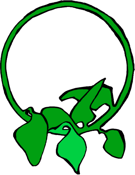The image shows a green plant with leaves inside an oval shape against a white background.