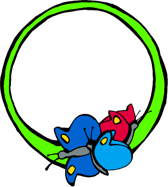 The image shows a cartoon of two blue robots with yellow eyes sitting on top of each other inside an orange circle that is within another green ring, all set against a white background.