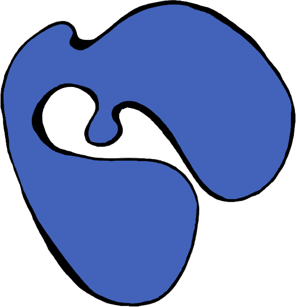 The image shows two blue abstract shapes that resemble stylized representations of a person's head with hair on top against different backgrounds: one is white while the other has an indistinct pattern in shades of brown and beige, suggesting it could represent grass or another natural texture.