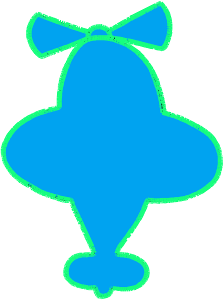 The image shows a blue airplane with wings on top of it against a white background.