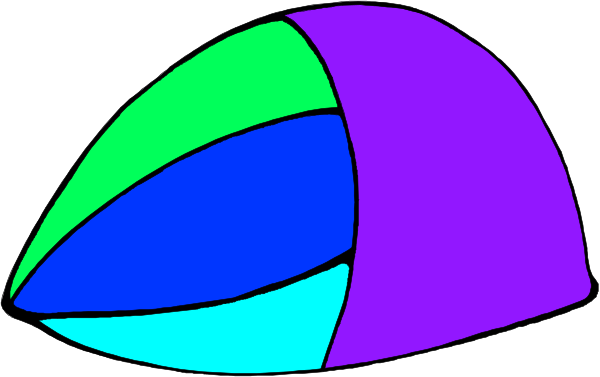 The image shows a colorful abstract design resembling an ice cream cone with various colored segments on it against a white background.