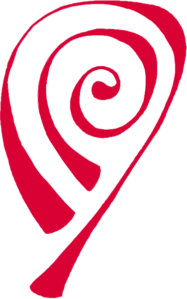The logo features a red swirl with an arrow pointing to it from above on a white background.