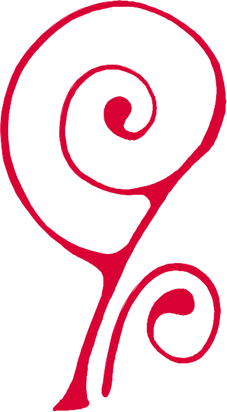 The image shows a red spiral design with an abstract swirl pattern on top of what appears to be a white background.