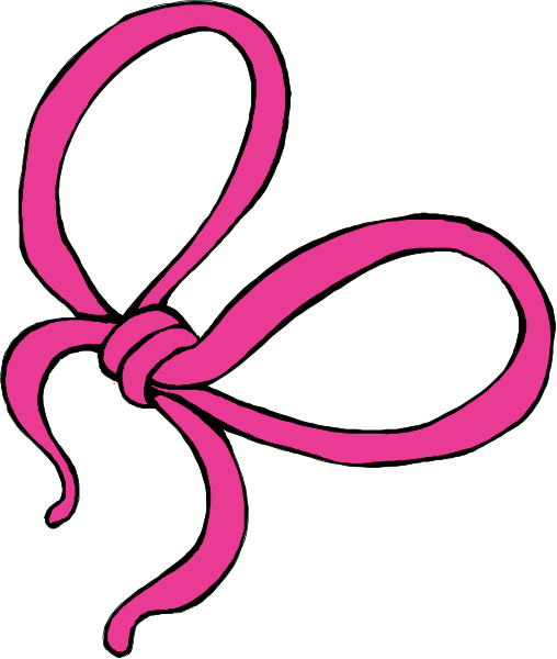 The image shows a pink ribbon with two loops tied together on top of it against a white background.